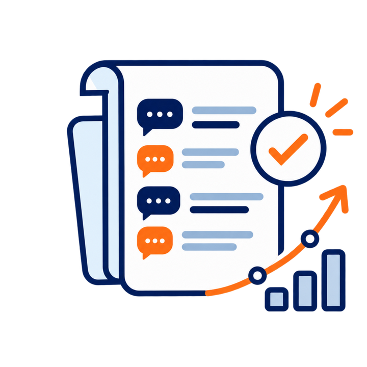 Sales messaging, follow-up conversations, and progress
